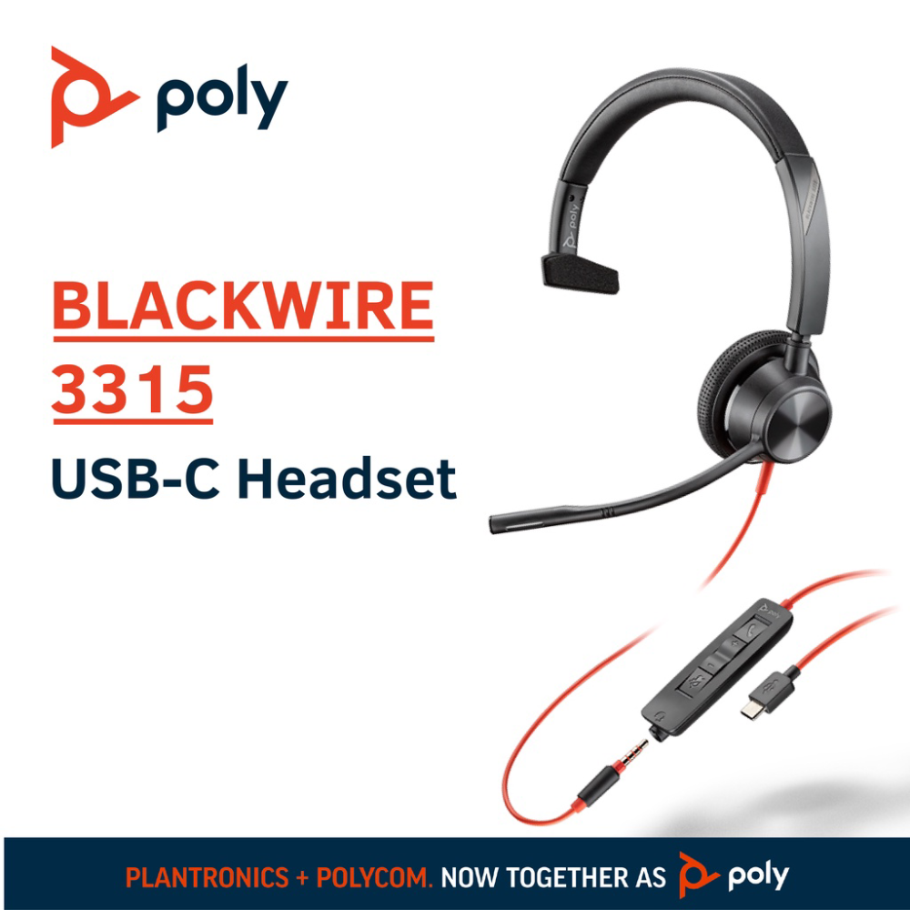 Casca Poly Blackwire 3315, USB-C, 213937-01