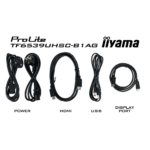 Ecran touchscreen Digital Signage Iiyama ProLite TF6539UHSC-B1AG, 65 inch, 4K, IPS - cabluri