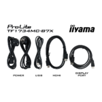 Monitor POS touchscreen Iiyama ProLite TF1734MC-B7X, 17 inch, TN LED - cabluri