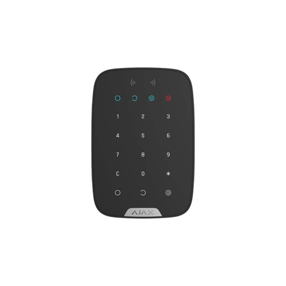 Tastatura alarma AJAX KeyPad Plus, Wireless, Touch, Cititor carduri, Negru