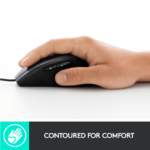 Mouse cu fir Logitech M500s de dimensiune completa, design ergonomic, rezolutie de 4000 dpi si 7 butoane programabile.