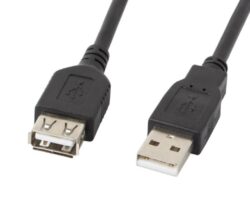 Cablu USB-A M/F 2.0 0,7 m negru