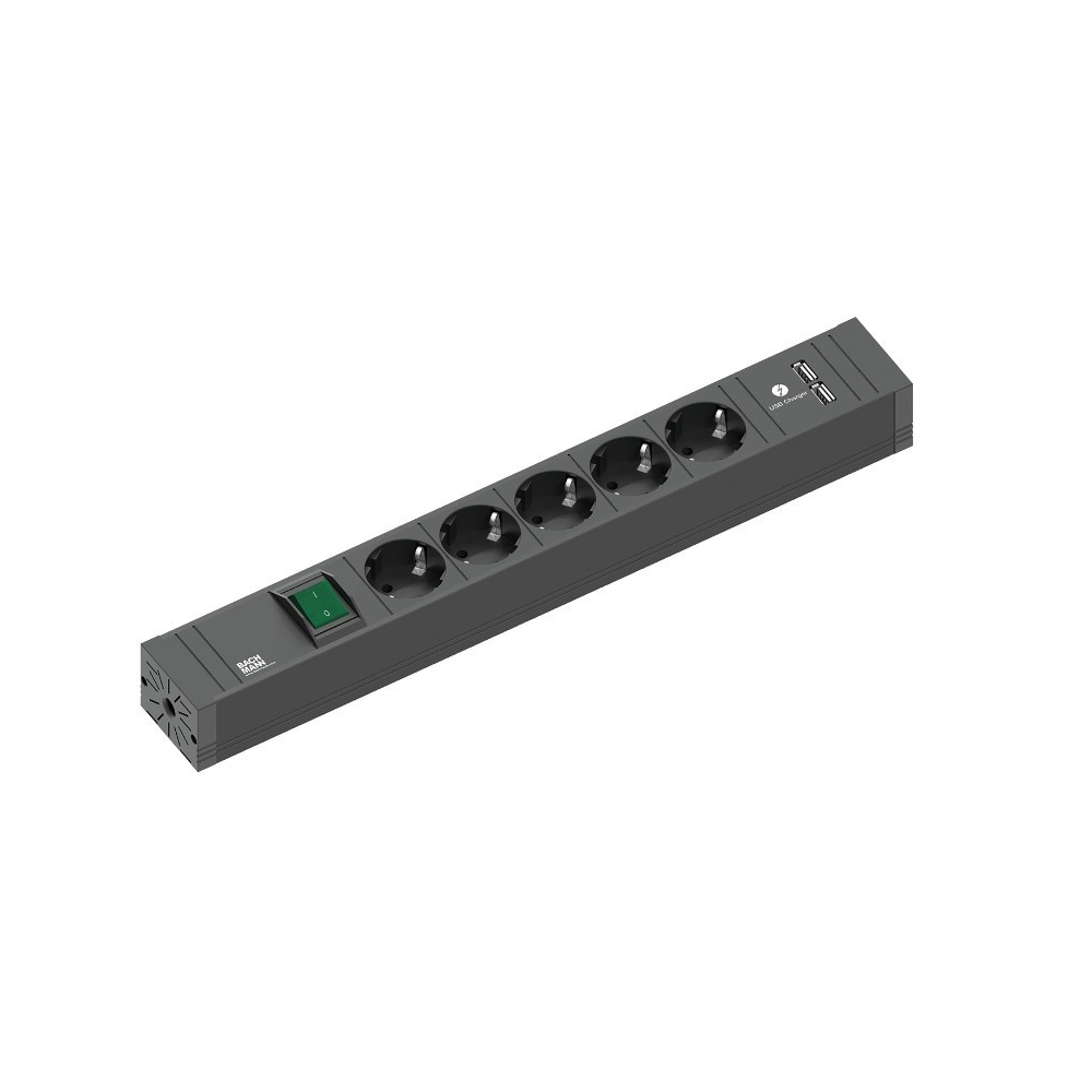 Prelungitor Bachmann Connect Line 420.0021, 5 x Schuko, 2 x USB, intreruptor