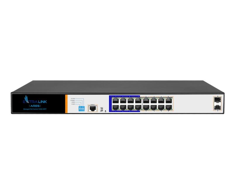 aa38f33362f82e33414e46cc1017ae54.jpeg Extralink ARES PoE Switch 16x Gigabit PoE/PoE+ 2x - imagine 1