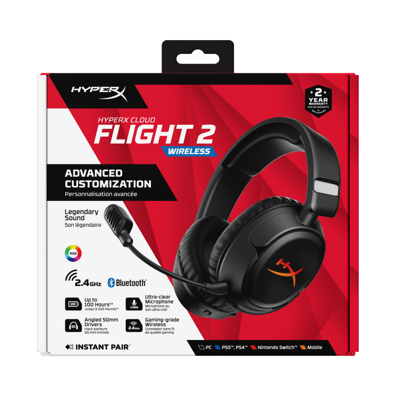 f18f9b68c1fb97cba9a9665d4318dea4.png Casti Gaming Head-band HyperX Cloud Flight 2, Wireless, negru - imagine 1
