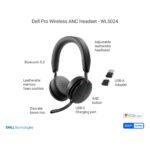 Casti Head-band DELL WL5024, Wireless/Wired, noise-canceling, Negru - imagine 7
