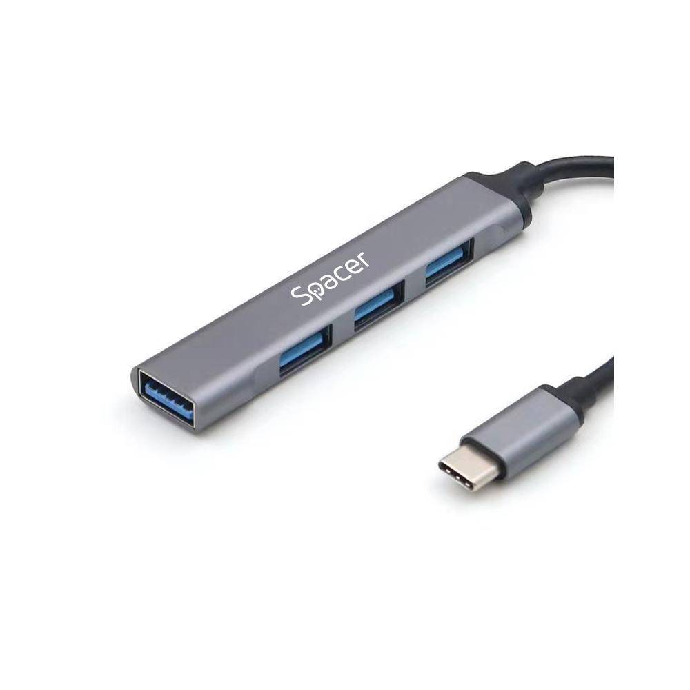 overlay_1fe3d87d9bd08cd7cc978f92df0d03b1.jpg Hub USB SPACER SPHB-TYPEC-4U-01, USB-C, 4 porturi, Gri - imagine 1