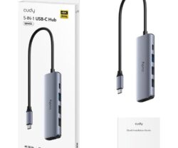 CUDY 5-IN-1 USB Hub, Aluminium housing,1 USB-C 3.0 5Gbps male