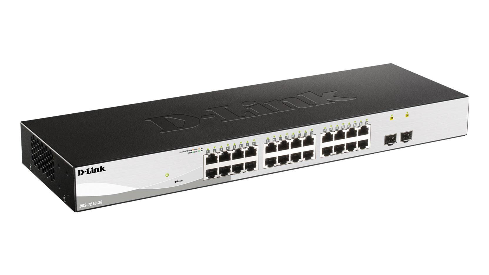 overlay_51fac197514b64ffff90a0dd18342ead.jpg D-link 26-Port Gigabit Smart Switch with 2 SFP ports, DGS-1210-26; - imagine 1