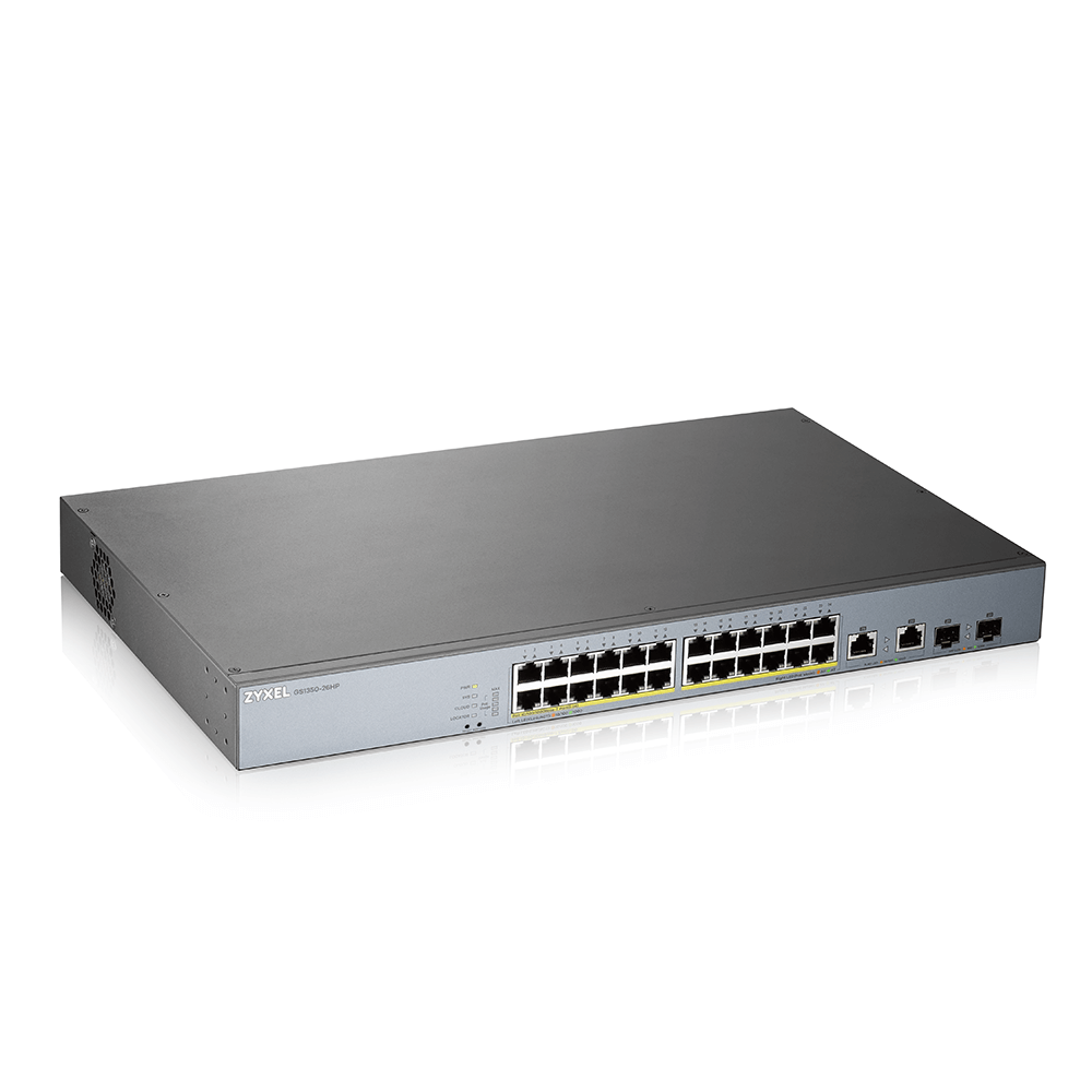overlay_54cdf6709fb65d2893a45e13a2849f3d.png ZYXEL GS1350-26HP 24-PORT GBE POE SWITCH - imagine 1