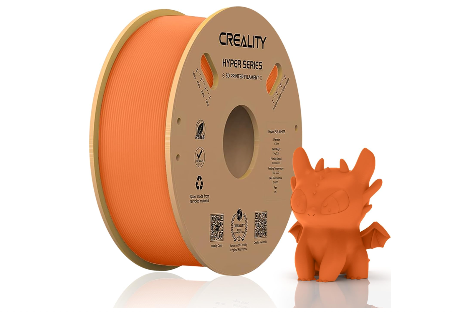 overlay_6ac8dc11a929dcd2f69dc27f5db37997.png CREALITY HYPER PLA 3D Printer Filament, Orange, Temperatura printare: 200-220 - imagine 1
