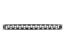 Patch panel gol 24 porturi 1U eșalonat cu organizator pentru