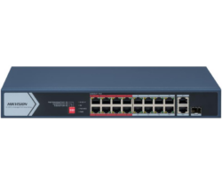 Switch PoE Hikvision DS-3E0318P-E/M(C): 16 × 10/100 Mbps PoE port,1×