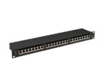 Patch panel 24 porturi 1U 19" Cat.6A FTP cu organizator