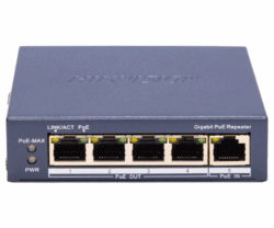 Repetor PoE Hikvision DS-3E0505P-E/R: 5 × 10/100 Mbps PoE PoE