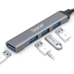 Hub USB SPACER SPHB-TYPEC-4U-01, USB-C, 4 porturi, Gri - imagine 2